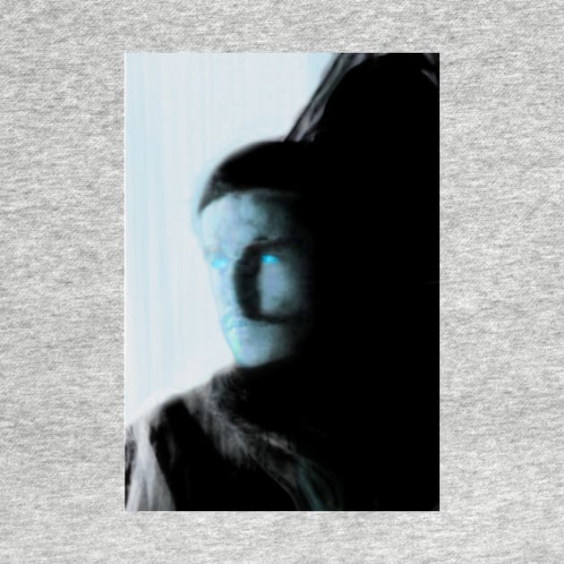 Portrait, digital collage, special processing. Bright side, survival guy. Man between light and darkness. Light blue. by 234TeeUser234